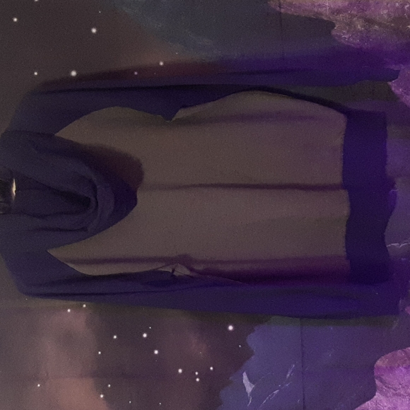 Mens medium navy and olive green hoodie buttons on top drawstring hood, pouch - Picture 3 of 3